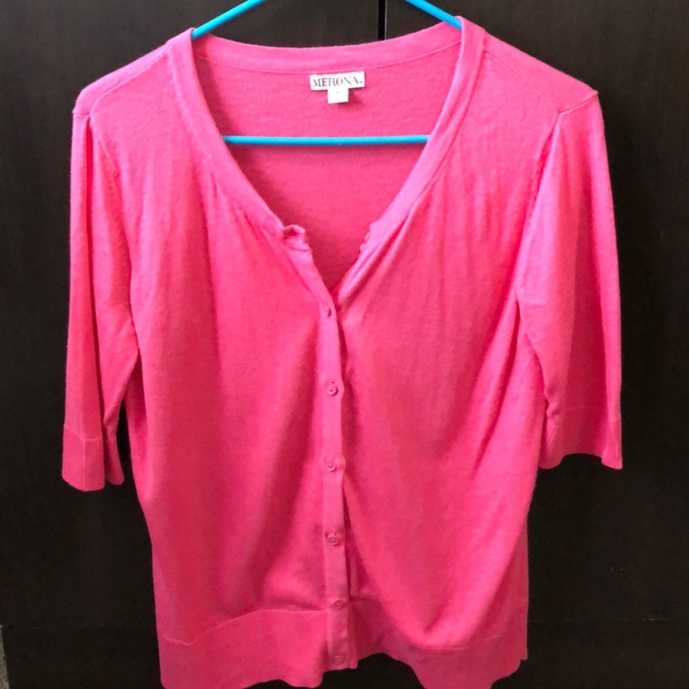 Merona Pink 1/2 Sleeve Cardigan-Size M